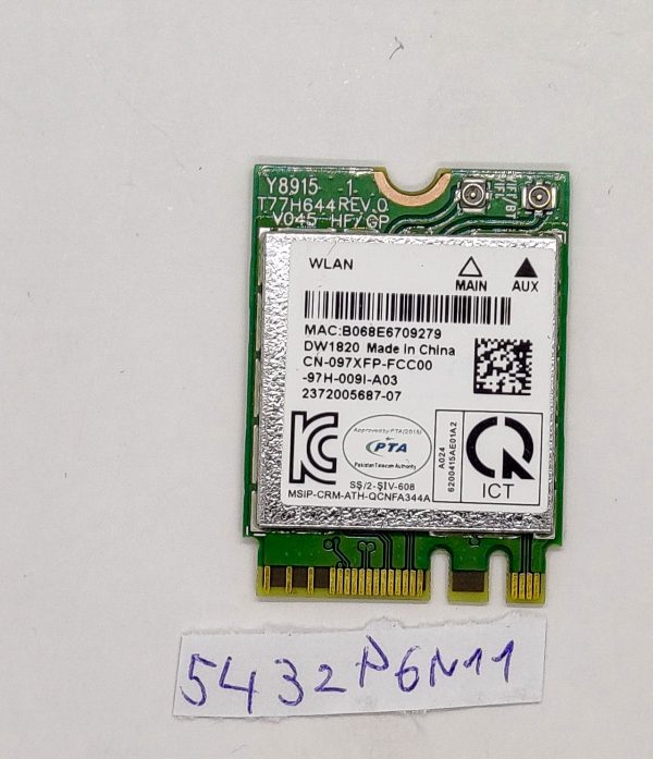 Dell Latitude 7212 Rugged Tablet DW1820 WiFi kartica CN-097XFP Delujoče - rabljeno