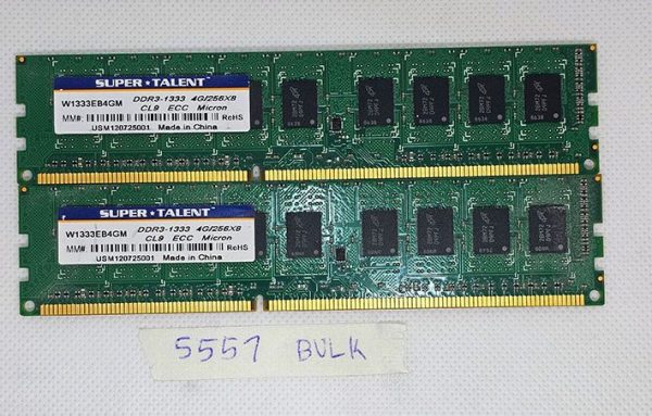 BULK 2 x W1333EB4GM DDR-1333 CL9 ECC Micron 4G/256x8 RAM namizni pomnilniški modul - rabljeno