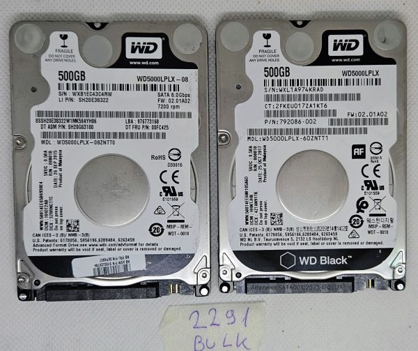BULK 2 x WD 500GB WD5000LPLX 2,5" prenosni trdi disk - visoka kapaciteta in zanesljivo shranjevanje - rabljeno