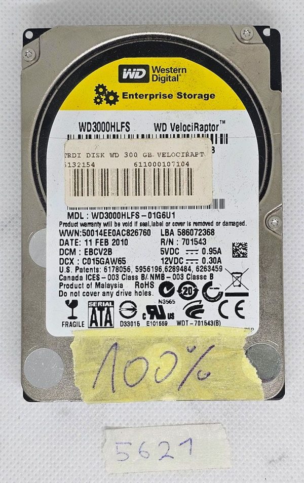 WD3000HLFS 300GB VelociRaptor trdi disk - 100% zdravje - rabljeno
