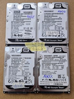 BULK 4 x Western Digital WD Scorpio Black WD3200BEKT-60V5T1 320GB 2.5 prenosni trdi disk - 4x 100% zdravje - rabljeno