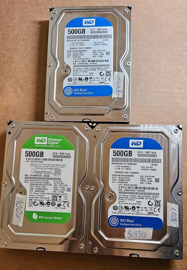 BULK 3 x 3.5" trdi disk Western Digital WD500AADS WD HDD - rabljeno