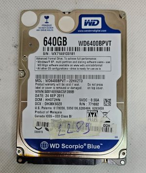 Western Digital WD6400BPVT-80HXZT3 640GB SATA 2.5 trdi disk - Zanesljiva rešitev za shranjevanje! - rabljeno