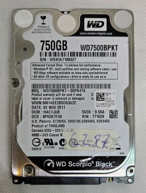 Western Digital WD7500BPKT Scorpio Black 750GB 7.2K RPM SATA trdi disk - Visoko zmogljivo shranjevanje! - rabljeno