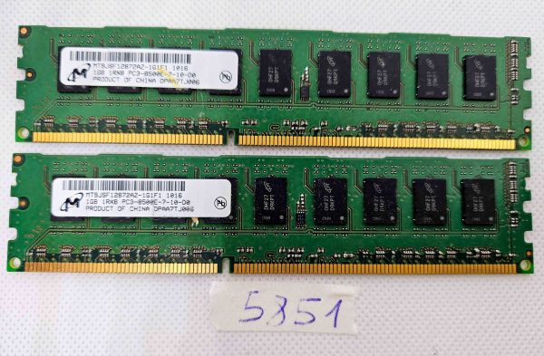 2 x 1 GB 1Rx8 PC3-8500E DDR3 1066MHz ECC brez medpomnjenja za namizne računalnike