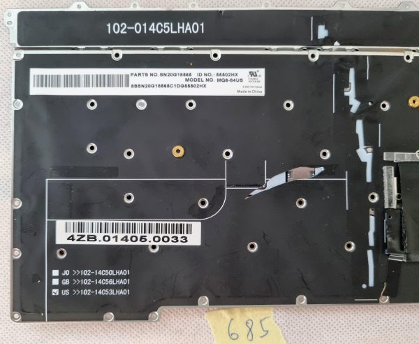 Lenovo X1 Carbon 2015 Nemščina 3. Gen z osvetlitvijo ozadja Tipka na tipkovnici ENO TIPKE - slika 2