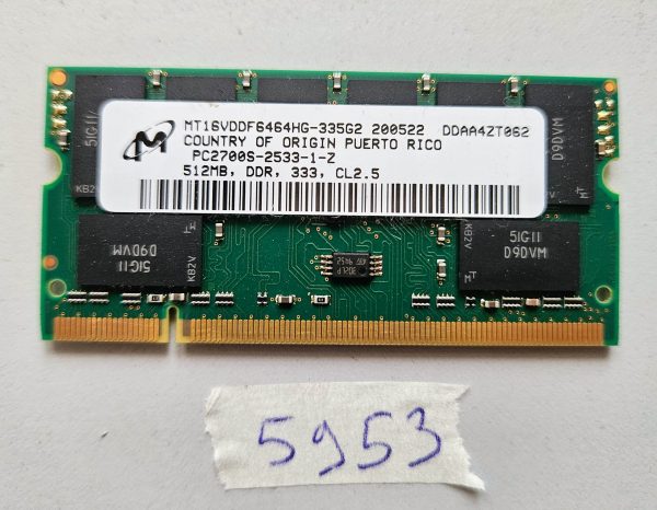 512 MB DDR RAM PC2700S 333MHz CL2.5 SO-DIMM prenosni pomnilnik – preizkušeno in delujoče