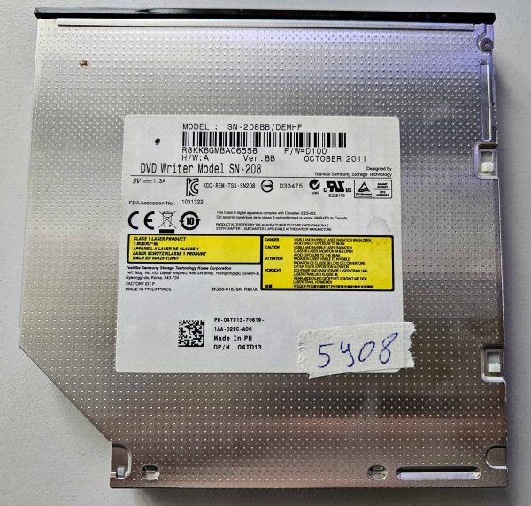 Dell SN-208 DVD RW Drive 04TD13 8X SATA Writer Burner Preizkušen del prenosnika