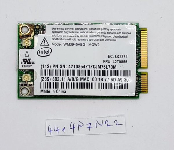 Brezžična kartica Intel PROWireless 3945 ABG Mini PCIe 802.11abg 2,4 GHz 54 Mbps WM3945ABG