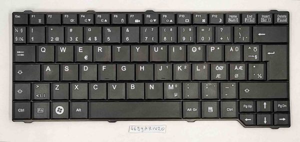 Nordijska tipkovnica za Fujitsu Siemens V6515 V6535 V6555 - črna, OEM 9J.N0N92.G1K