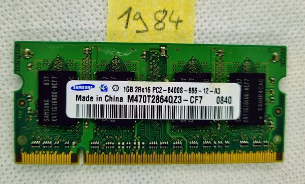 Pomnilnik za prenosnik Samsung M470T2864QZ3-CF7 1GB 2RX16 PC2-6400S-666-12-A3 (CA611) - Zanesljiva nadgradnja RAM-a!