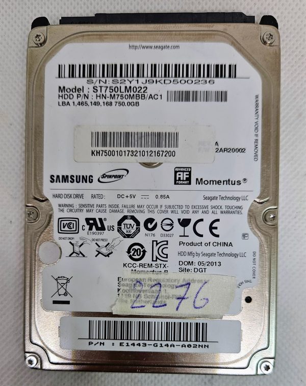 Trdi disk za prenosni računalnik Samsung SpinPoint M8 ST750LM022 750 GB 2,5" SATA II - shramba visoke zmogljivosti