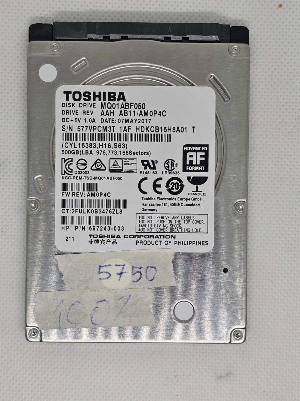 Trdi disk za prenosni računalnik Toshiba MQ01ABF050 500 GB 2,5" SATA HDD – OEM, preizkušeno, hitro!