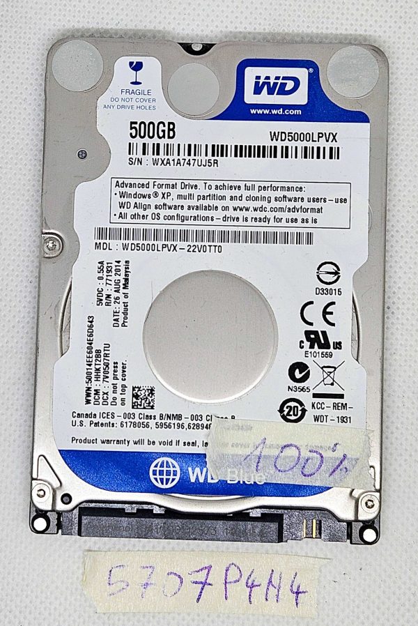 Trdi disk WD 500 GB HDD WD5000LPVX 2.5 SATA – nadgradnja za shranjevanje prenosnika