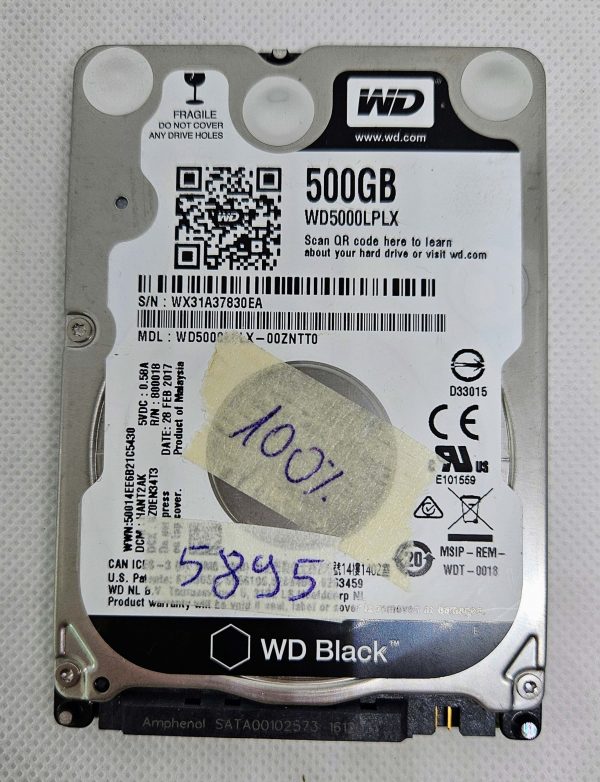 WD5000LPLX 500GB WD Black 2,5" SATA HDD – 100% zdravje – del prenosnika