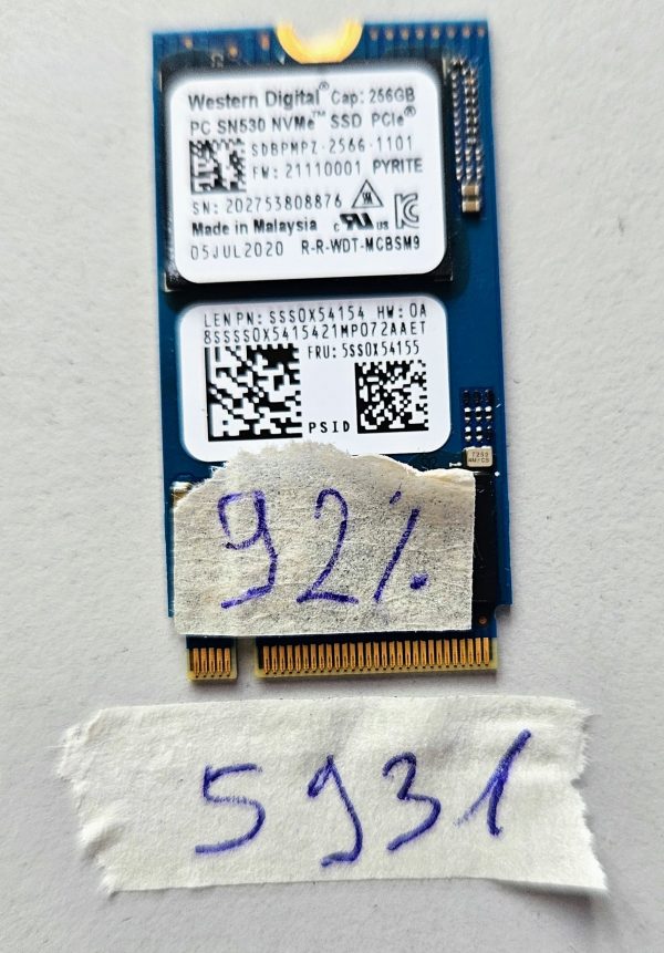 92% zdravje Western Digital PC SN530 256 GB NVMe SSD – deli prenosnika – hitra nadgradnja notranjega pomnilnika