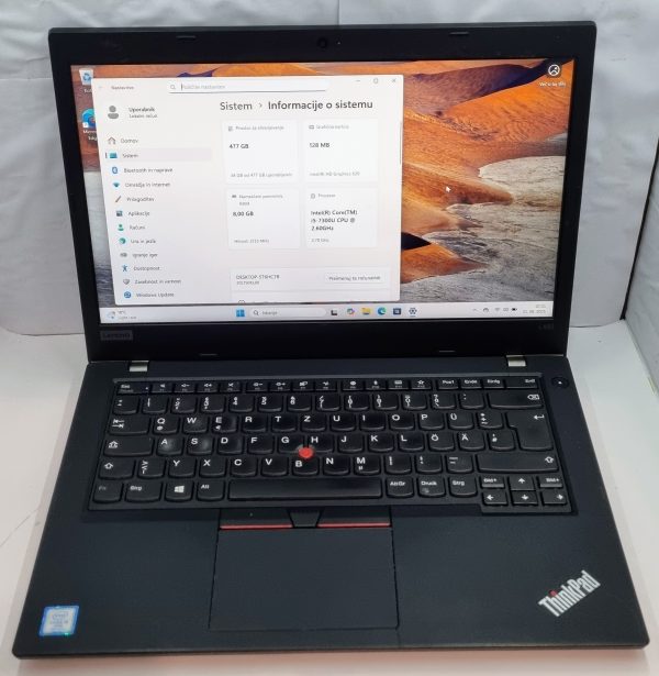 Lenovo ThinkPad L480 (i5-7300U, 8GB, 480GB SSD, FHD) – zanesljiv strokovno pregledan rabljeni prenosnik