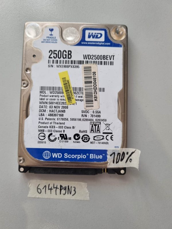 250GB WD2500BEVT Western Digital Blue 2,5" SATA trdi disk za prenosnik 100% zdravje