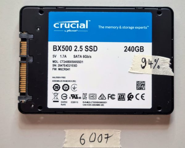 Crucial BX500 240GB SSD CT240BX500SSD1 – Deli prenosnika, 94 % preizkušeno