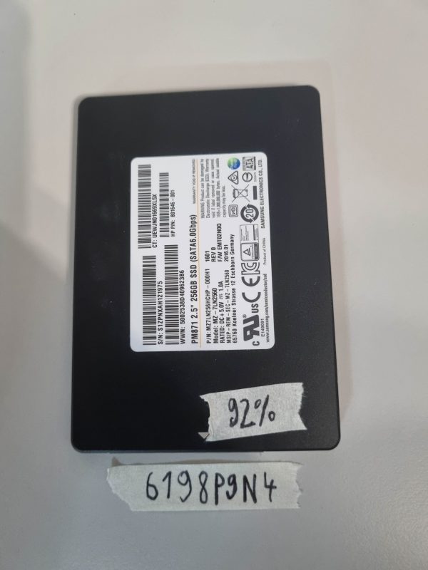 HP 801646-001 256GB SATA 6Gb/s 2,5" 7mm SSD – Deli prenosnika, testirano 92% zdravje