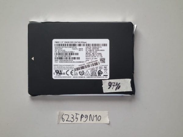 Samsung PM881 2,5" 256GB SSD SATA 6Gbps FRU 00XK769 – Deli za prenosnike 97% zdravje