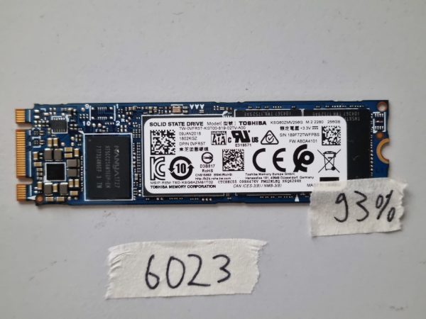 Toshiba NVMe M.2 2280 SSD 256GB KSG60ZMV256G TW-0VFR5T 93% Health Deli za prenosnike