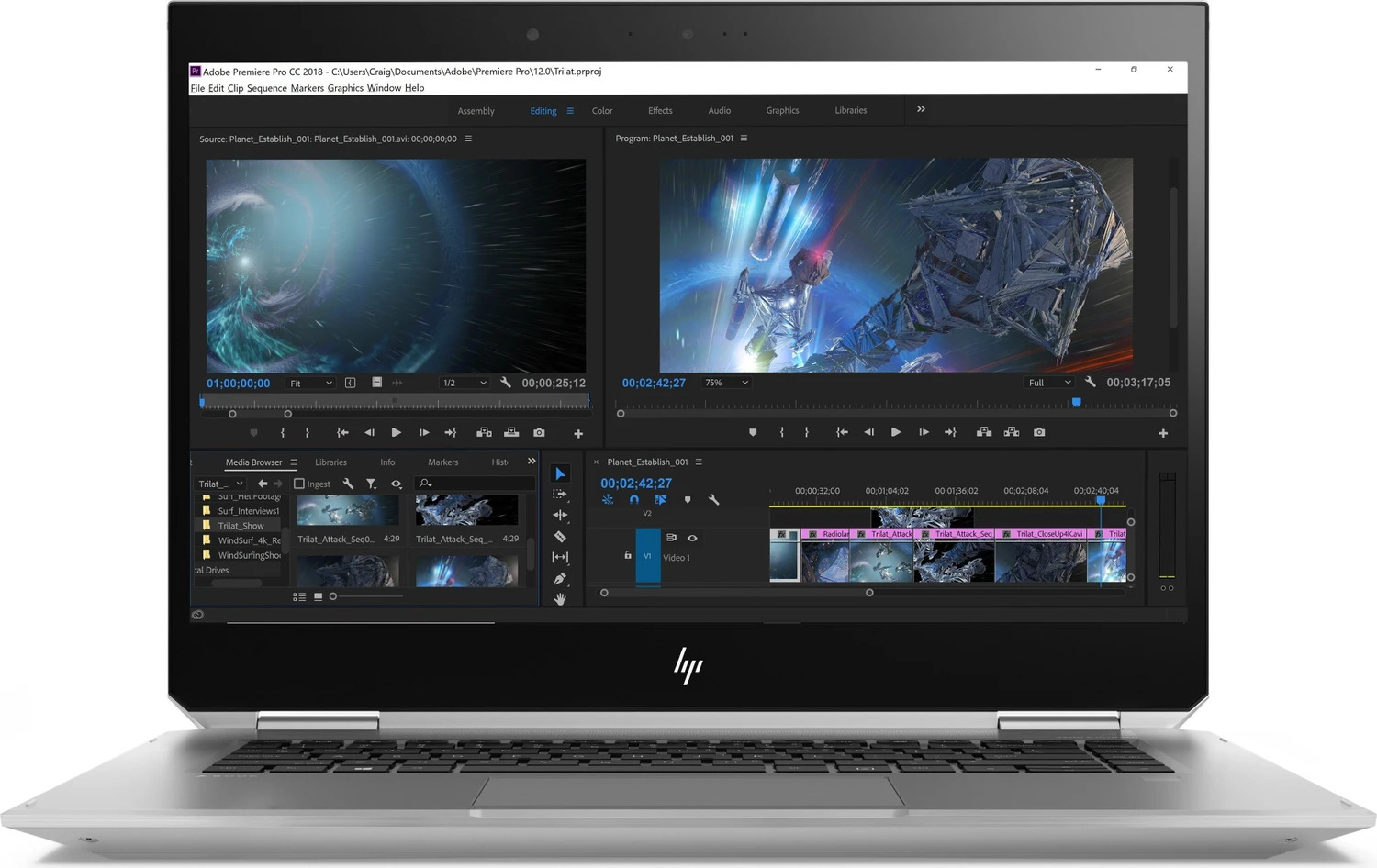Prenosnik HP ZBook Studio X360 G5 Convertible / i7 / Quadro P1000 / RAM 16 GB / 512GB SSD / 15,6″ FHD - slika 2