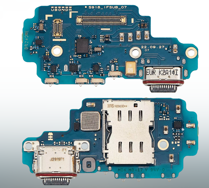 Charging Port Board s SIM čitalcem za Samsung Galaxy S23 Ultra 5G S918B (mednarodna različica) Premium