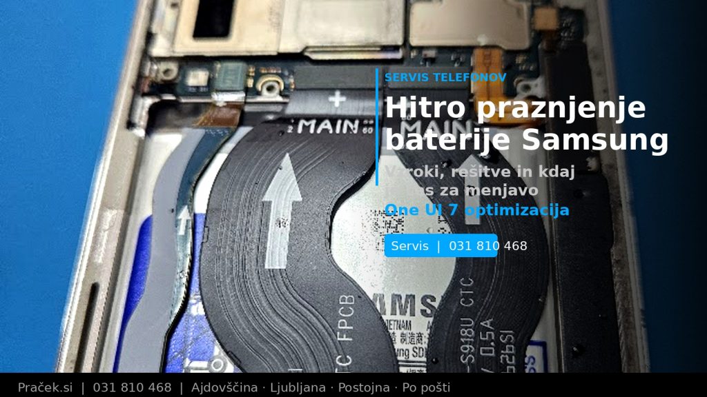 Odprta baterija Samsung S23 Ultra v Praček.si servisu Ajdovščina