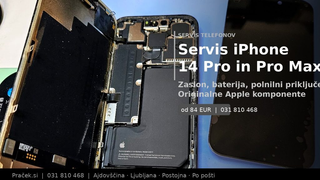 Servis iPhone 14 Pro v Praček.si servisu Ajdovščina, menjava zaslona in baterije